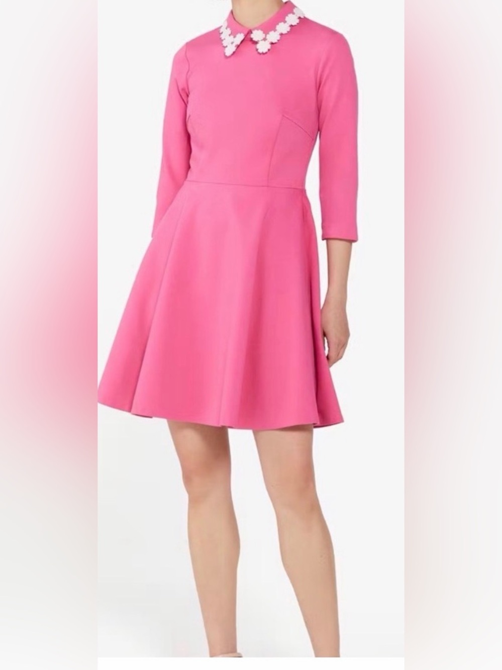 kate spade Hot Pink Fit-and-Flare Dress with Floral Collar